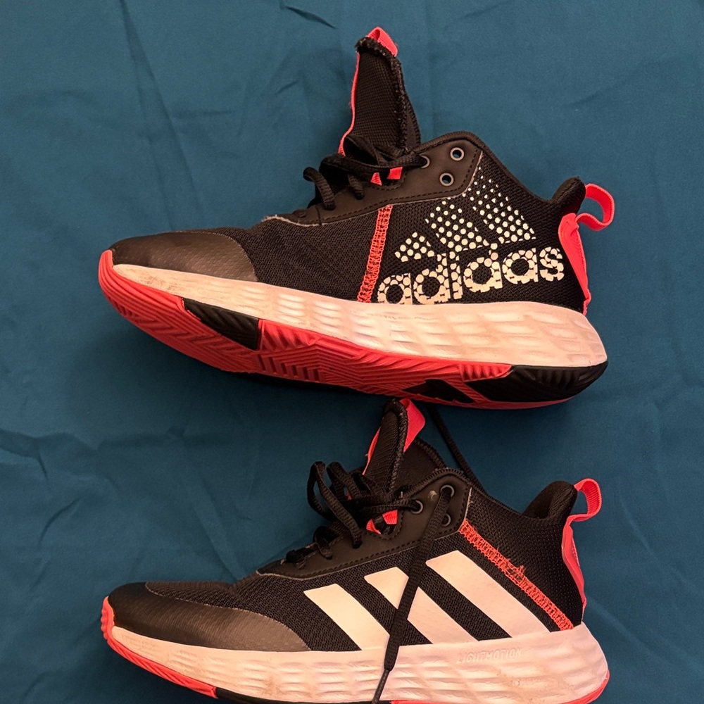 Adidas Kids Black and Red High-Top Sneakers